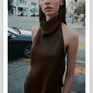 Zara Chocolate Brown Halter Top